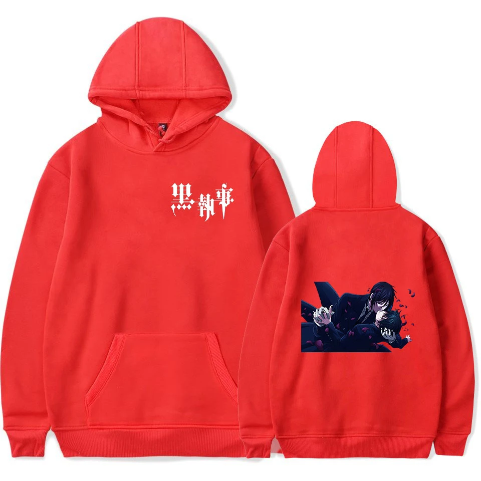 

Black Butler Men Hoodies Hot Sale Fashion Print Autumn Winter Warm Wild Unisex Hoodie Simple Sweatshirts Cartoon red Hoody