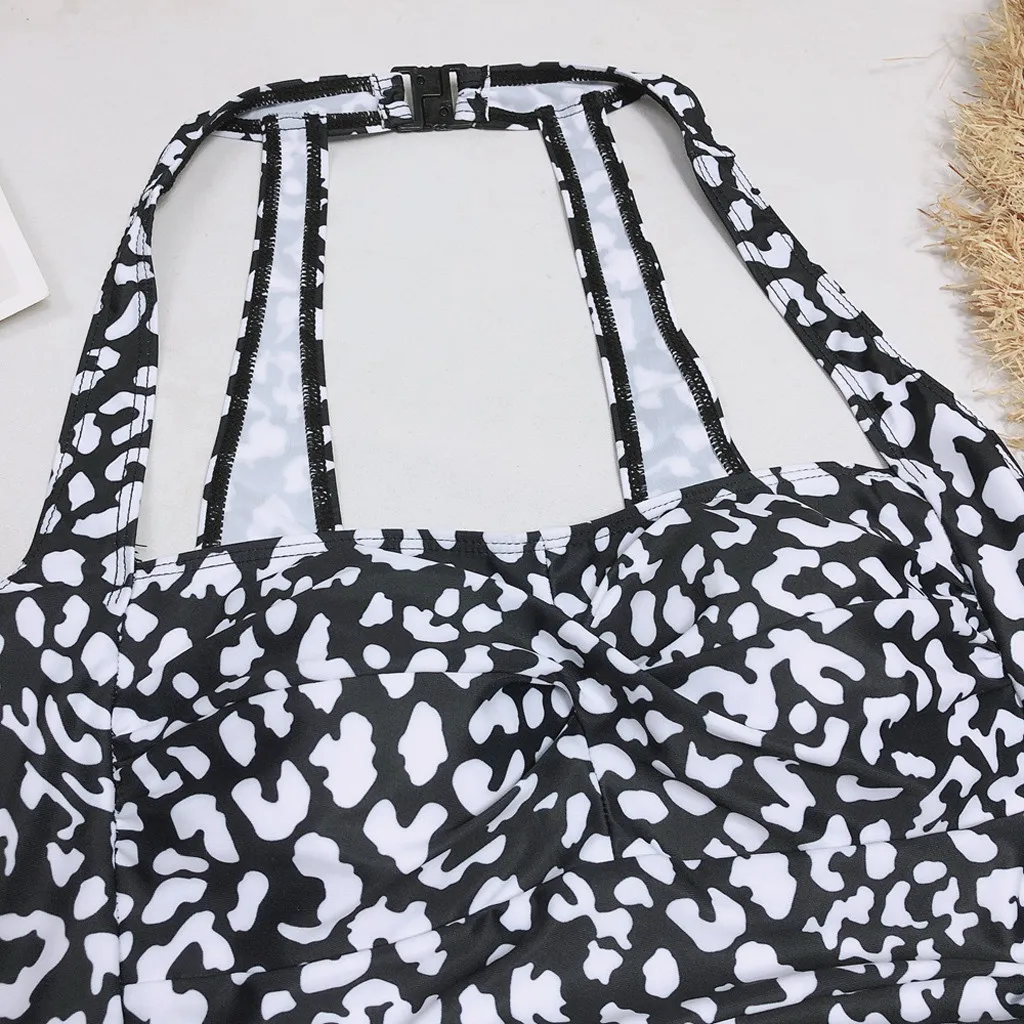 Новинка 2020 Цельный купальник сексуальный с принтом и лямкой на шее женский