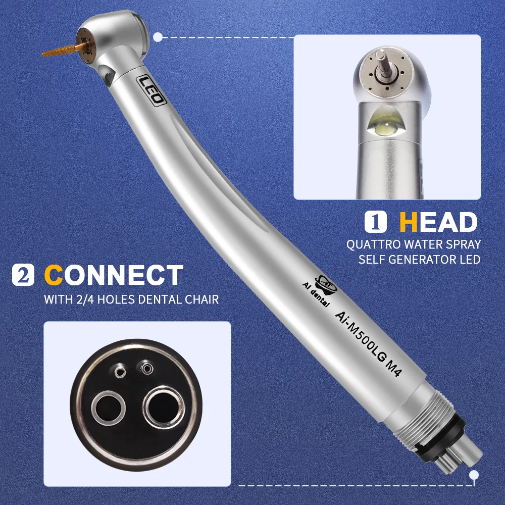 Dental high speed hand piece Led Self-luminous air turbine handpiece 2 holes 4 holes dentist chair parts Small head M500LG
