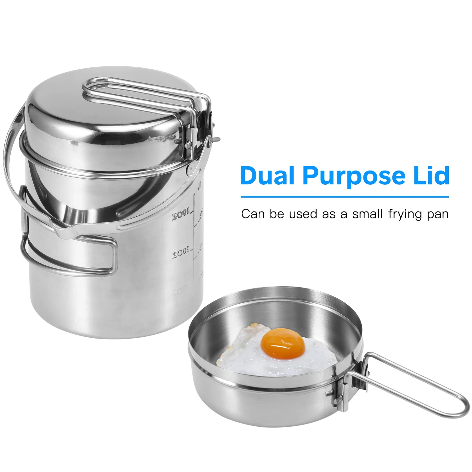 1L Camping Kettle Stainless Steel Cooking Pot Portable Outdoor Backpacking with Foldable Handle | Спорт и развлечения