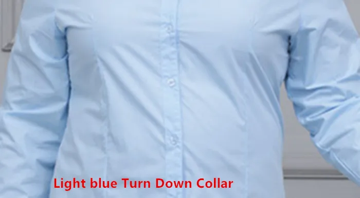 Light Blue Turn-Down Деловая белая женская блузка, большие размеры, с длинным рукавом, OL, для девушек, для работы, синие офисные блузки, для девушек, очень большие, 5XL 6XL 10XL 130 кг - Цвет: Light Blue Turn-Down