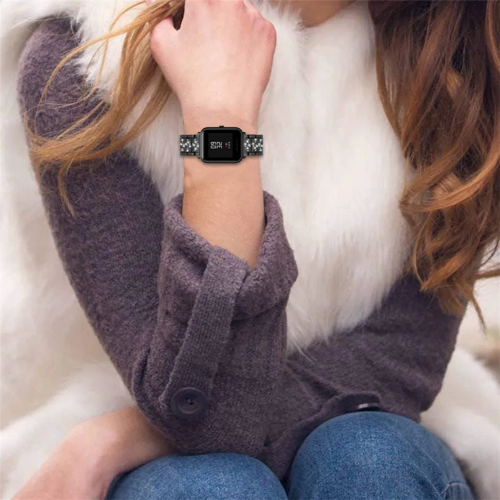 Металлический Кристальный ремешок для наручных часов Xiaomi Huami Amazfit Beep Youth Watch