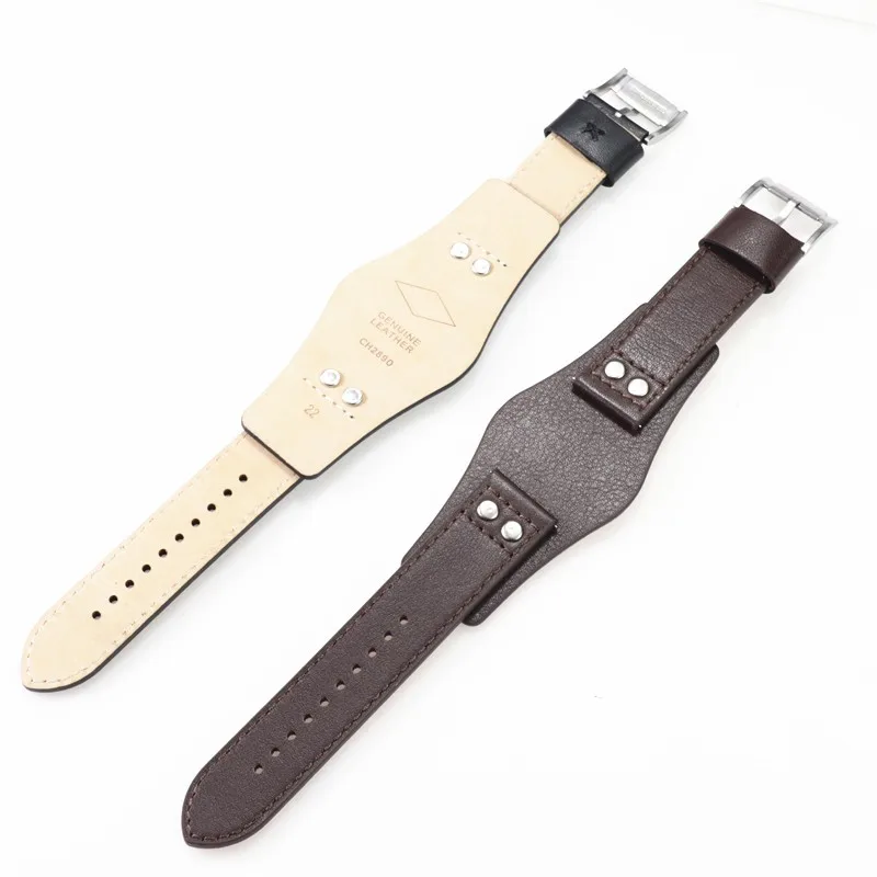 Rivet Genuine Leather Watch Strap For Fossil Ch2564ch2565 Ch2891ch3051 Ch2890 22mm Men Black Tray Watchband Wristband Bracelet
