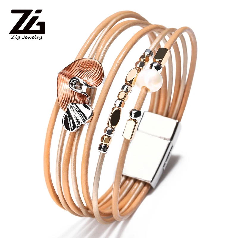 Кожаные браслеты ZG для женщин модные подарки ювелирных изделий очаровательный