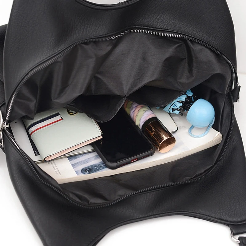 

Fashion Texture Soft Leather Single Shoulder Messenger Bag Casual Female Bag Large Bag Backpack Female