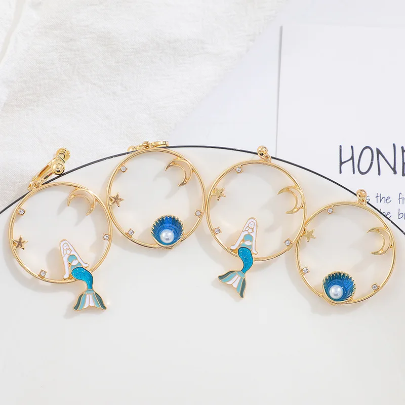 Новинка 2020 ассиметричные серьги гвоздики в форме русалки виде ракушек модные