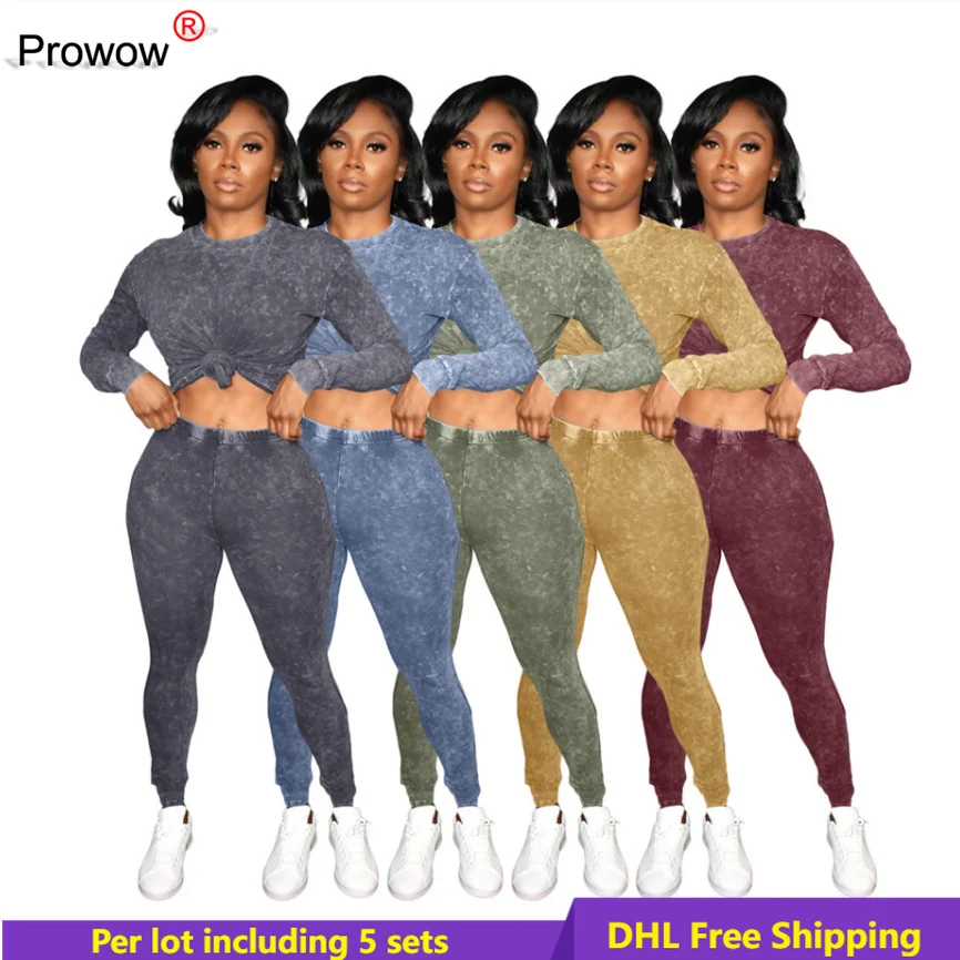 

PROWOW Two Piece Set Women Outfits Fall Winter Tracksuits Pullover Sweatshirt Pants Outdoor leisure two sets wholesale 6137