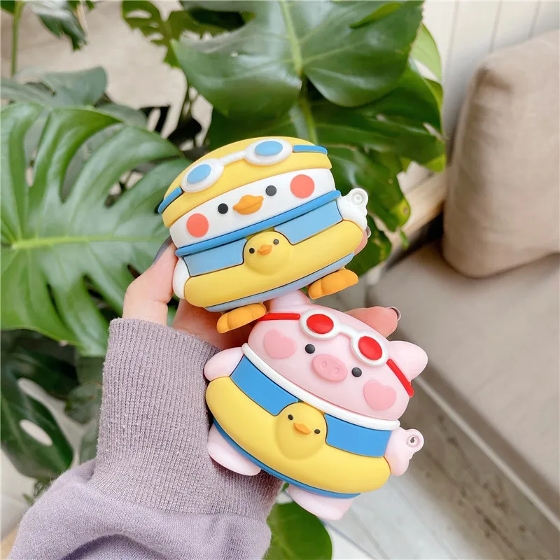 

For Airpods Pro 3 Cute Wireless Earphone Case for Apple Airpods 1 2 3 kawaii 3D cartoon pig duck tart Soft Silicone Cover kid