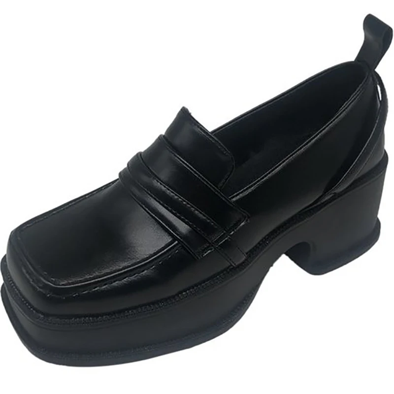

Small leather shoes female spring 2021 Mary Jane shoes female Japanese high-heeled retro platform shoes female square toe shoes