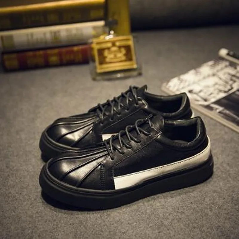 Кроссовки мужские из натуральной кожи на шнуровке толстой подошве | Обувь