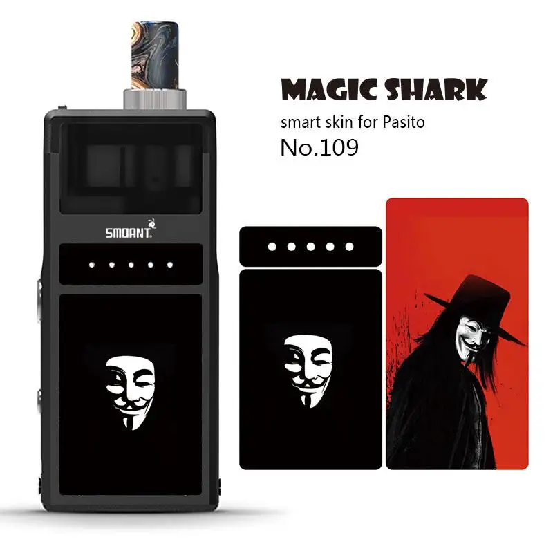 Волшебная Акула V-Vendetta Железный человек деревянный принт цветок Бэтмен Харли Куинн наклейка пленка чехол для Smoant Pasito 101-113 - Цвет: 109