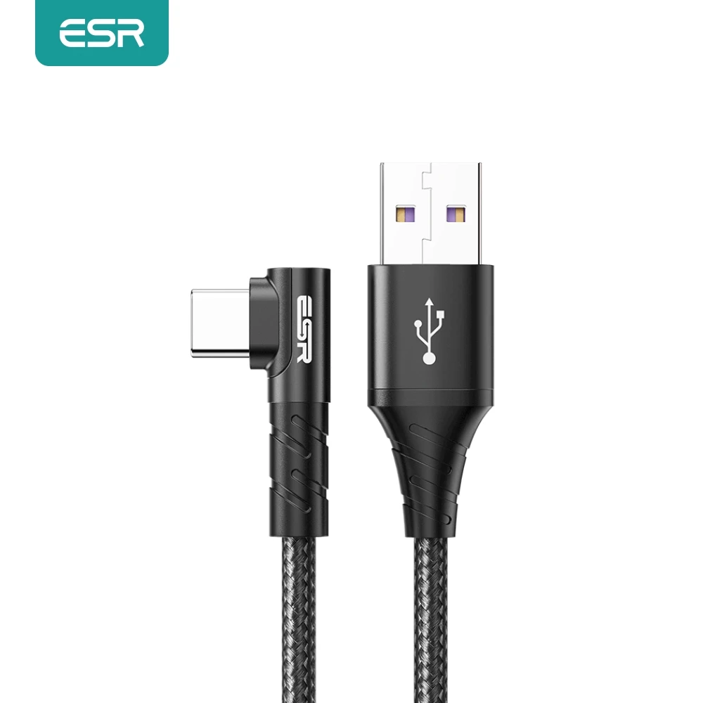 

ESR 5A USB Type C Cable 1m 2m Fast Charging Type-C Cable for Huawei P30 P20 Mate 20 Pro Phone Supercharge QC3.0 USBC Cabo Black