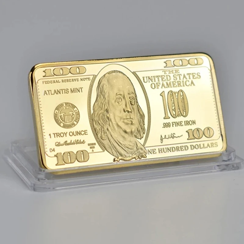 

USA 100 Dollar Bullion 24k Gold Bar American Metal Coin Golden Bars USD