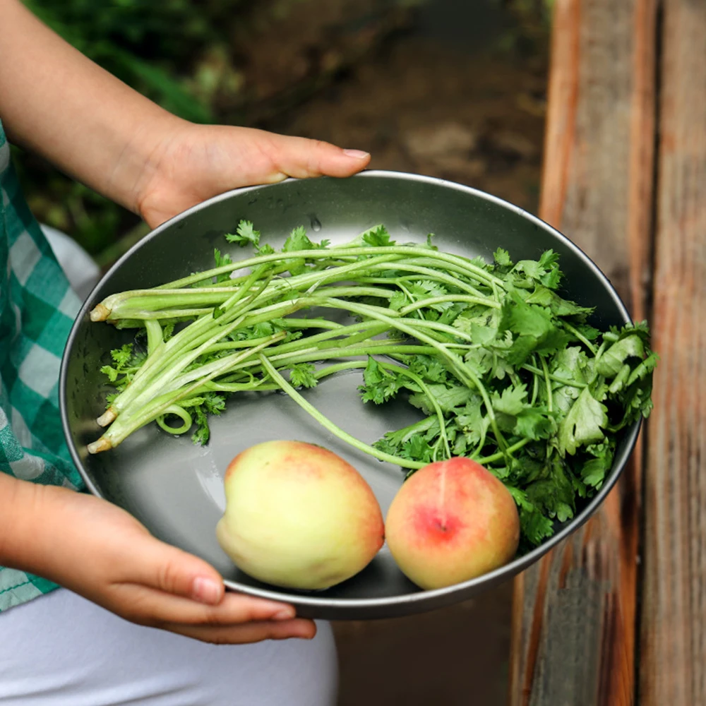 

Lixada Outdoor Camping Backpacking Titanium Plate Ultralight Frying Pan Fruit Plate 200/350/500/700ml Picnic Tableware