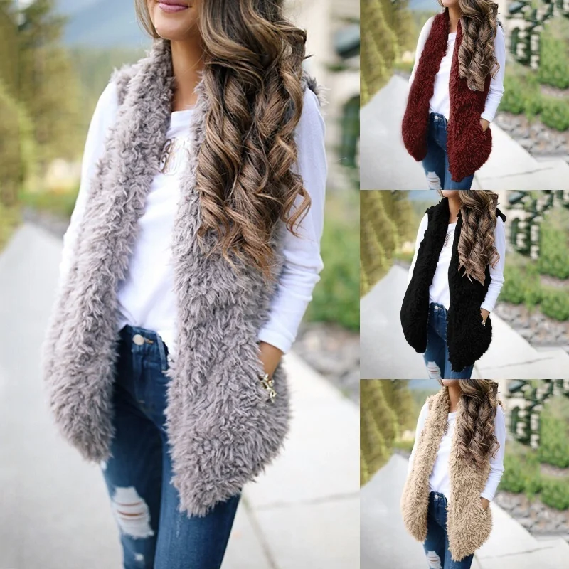 

2020 Fashion Plus New Fashion Faux Fur Coat Women Faux Fur Vest for Women Sleeveless Cardigan Women Sleeveless Jacket Vest