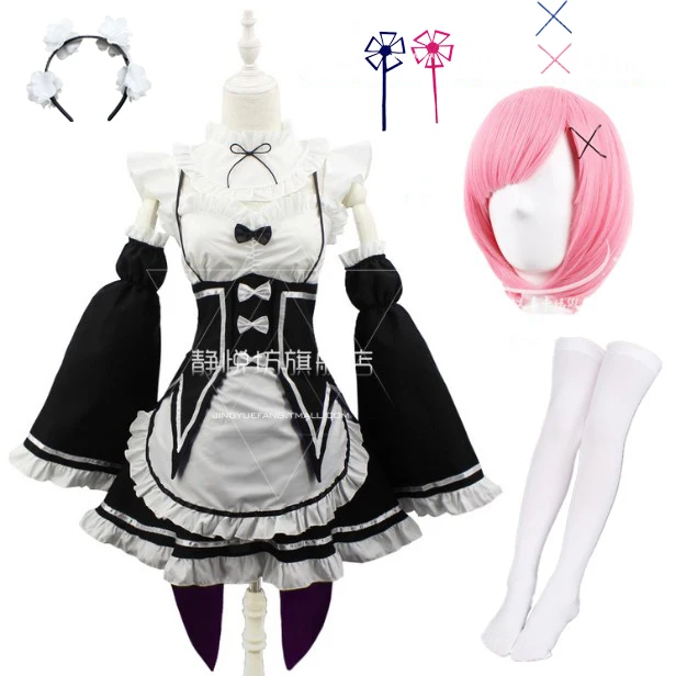 package 6 Ram/Rem Косплей Re: zero Hajimeru Isekai Seikatsu черный синий красный костюм горничной платье служанки - Цвет: package 6