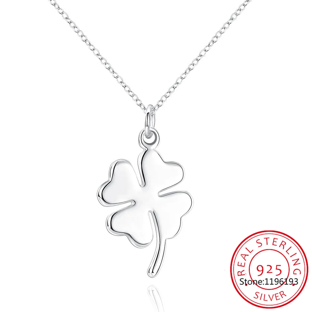 Подлинное 925 пробы серебро Клевер четырехлистник очарование Цепочки и ожерелья