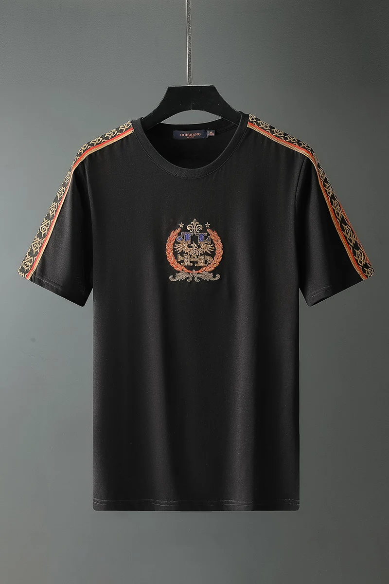 

O-neck 2021 Summer Tshirt Men Luxury Rhinestone Printed Tops Tees Breathable Streetwear T Shirt Male Clothing Camiseta Masculina