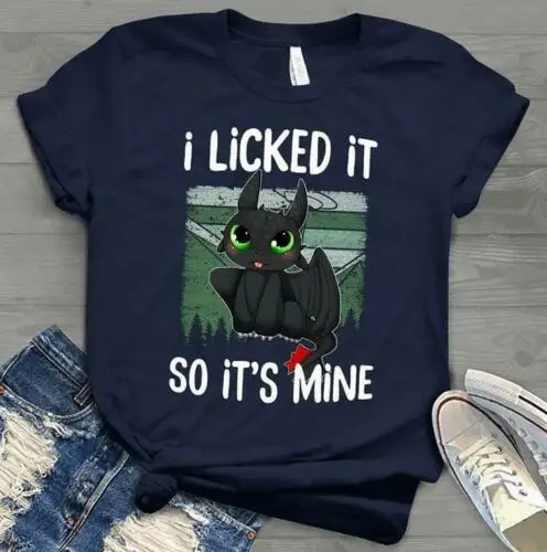Беззубик I Licked It So It's Mine Мужская футболка синяя хлопковая Женская модная