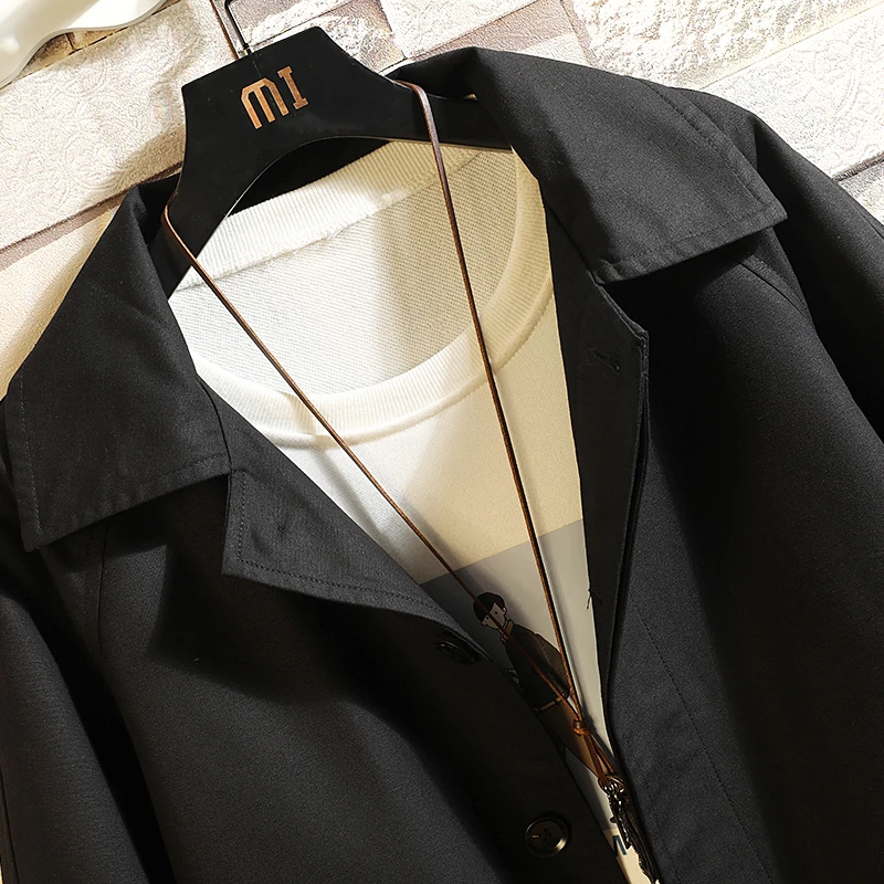 

Plus size M-5XL Trench Men's cargo jacket Coat Long Overcoat Multiple pockets Casual Long loose Windbreakers Spring Autumn