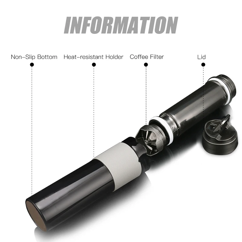 300 мл портативный Френч пресс для приготовления кофе черная пластиковая кружка с