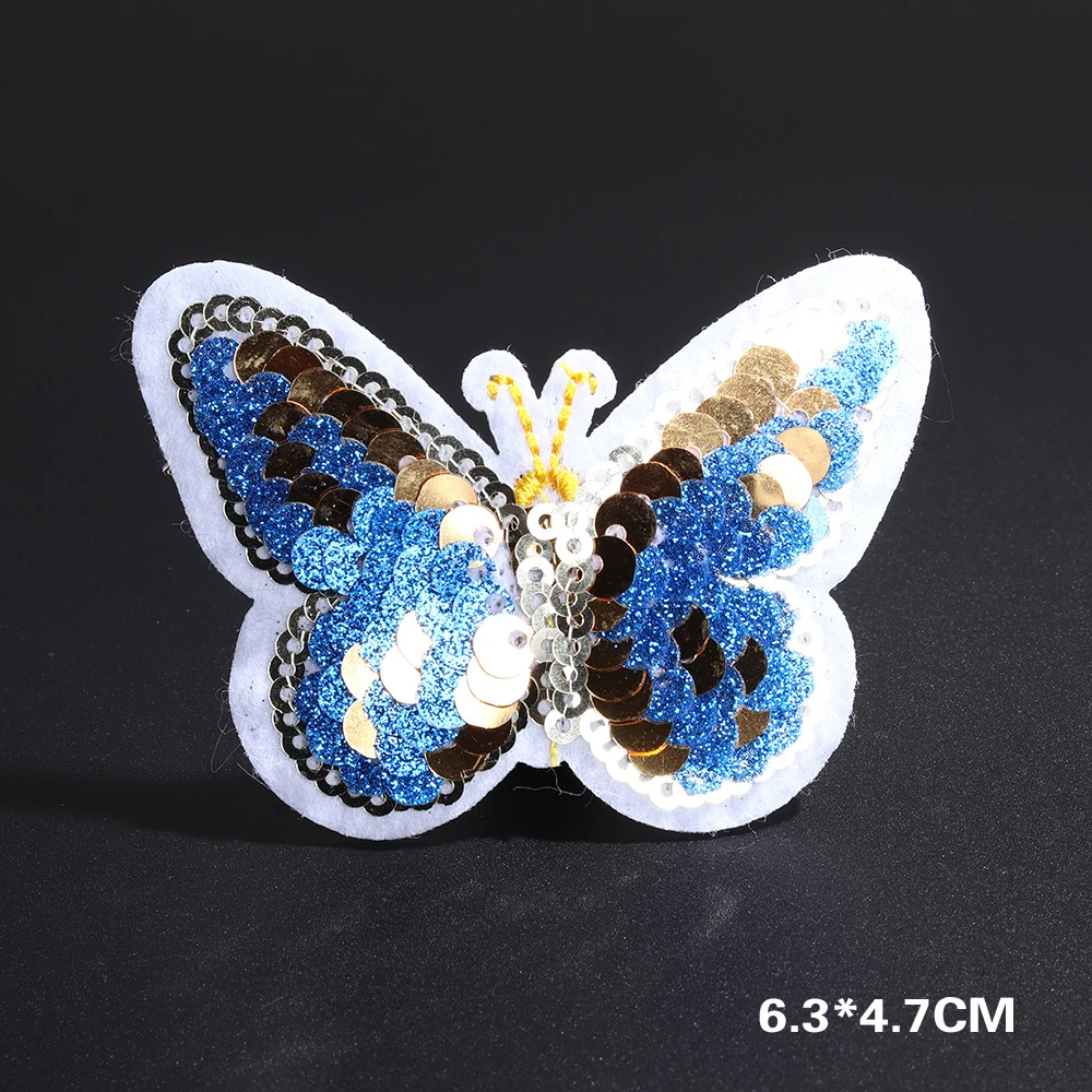 Блёстки из восьми цветов нашивки бабочки с джинсовой курткой и джинсами для
