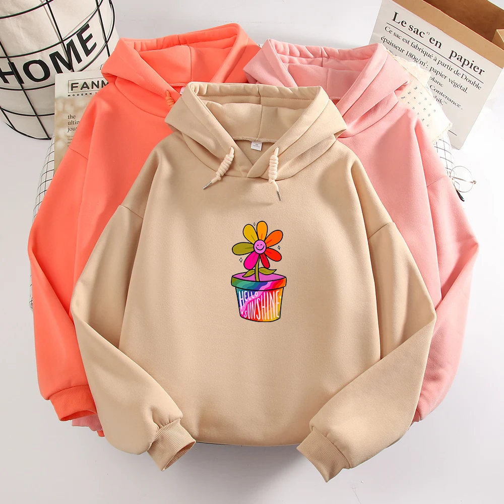 Colorful Sunflower Oversize Long Hoodie Women Spring Autumn Sweetshirt for Girls Cute Funny Sweetshirt for Girls Kawaii Clothing