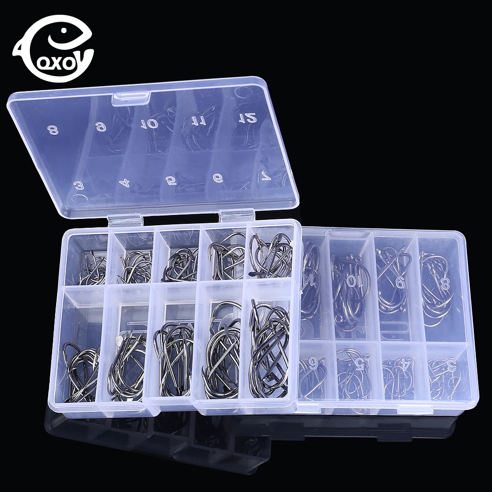 

QXO 100Pcs/Box High Carbon Steel Single Hook Accessories Wobblers For Pike Fishhooks Sea Fishing Items All About Fish