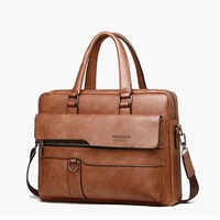 2020 mens leather shoulder messenger bags 14 inch briefcase male big brown handbag for men office laptop computer bag a4 pack