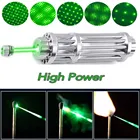 Зеленая лазерная указка высокой мощности 10000 нм, серебристая лазерная указка, ручка, лазерный фокус, регулируемая лазерная ручка для охоты