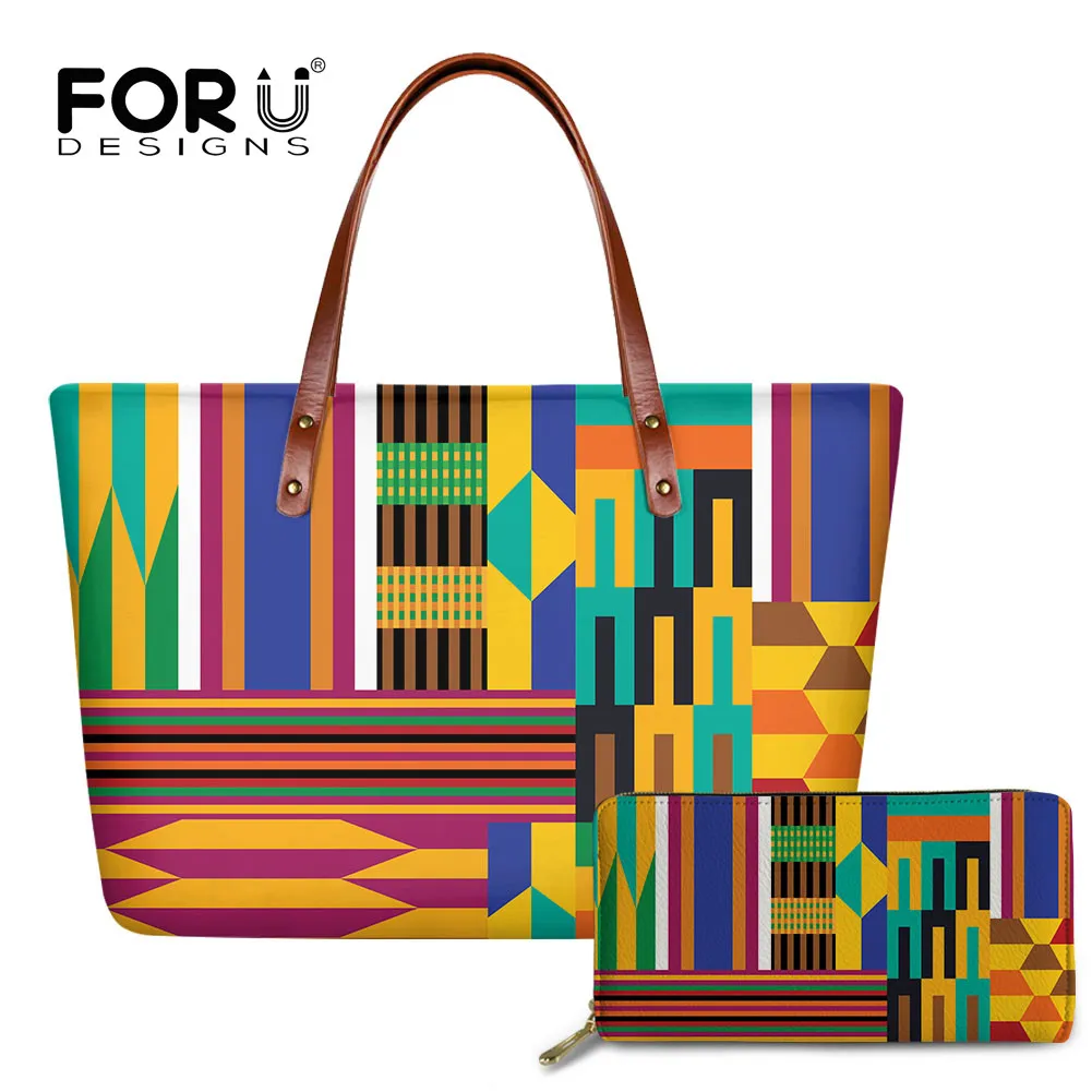 

2pcs Handbags&Purse Set For Women Lady Top-Handle Bag Africa Tribal Pattern Printing Shoulder Bags Tote Bag Bolsa