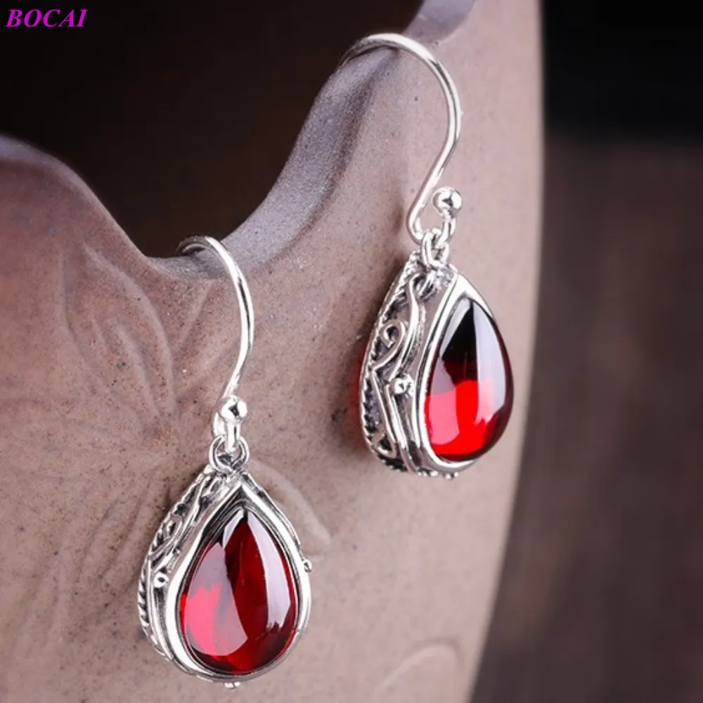 BOCAI S925 стерлингового серебра серьги-гвоздики Бижутерия простой тайское серебро