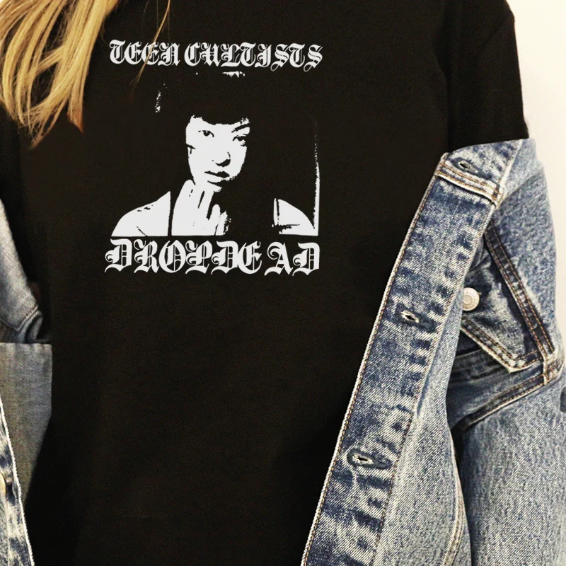 Drop Dead Women's Gothic T-Shirt Egirl Edgy Fashion Aesthetic Oversized Tshirt Female Harajuku Streetwear Grunge Top Clothes | Женская