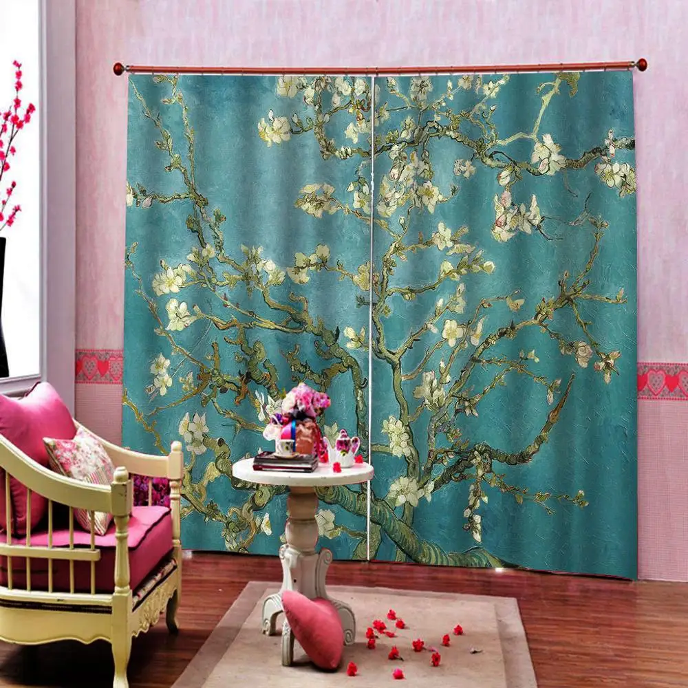 Chinese Style Flower and Bird Curtain For Living room Bedroom Blackout Window Drapes Indoor Decor Customizable any size | Дом и сад