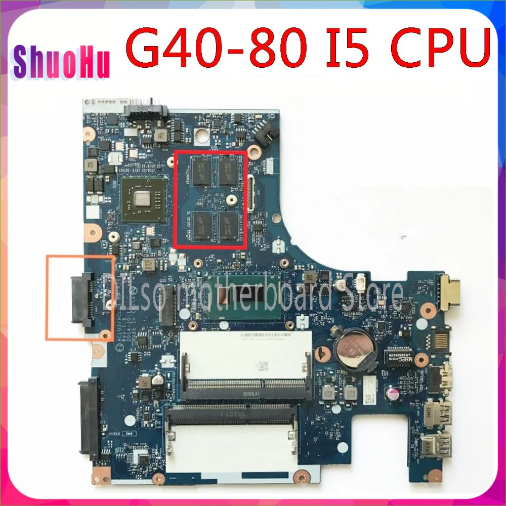 

NM-A361 G40-80 Notebook For Lenovo G40-80 ACLU3/ACLU4 NM-A361 PM Laptop Motherboard I5 CPU Original Test DDR3 HM76 KEFU