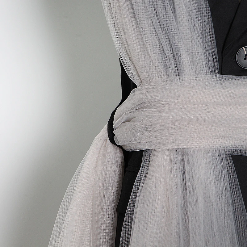 CHICEVER черный лоскутный сетчатый жилет для женщин с v-образным вырезом без рукавов