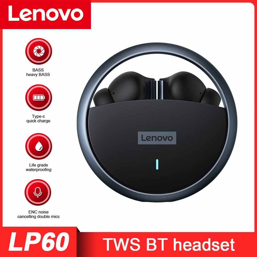 

Игровые наушники Lenovo LP60 TWS, беспроводные наушники с Bluetooth, Hi-Fi наушники с низкой задержкой, наушники-вкладыши с шумоподавлением и микрофоном