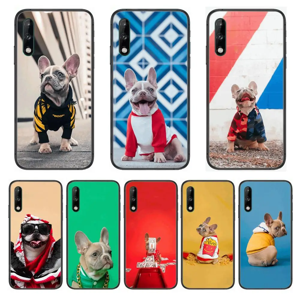 

French Bulldog Dog Creative and cute Clear Phone Case For Huawei Y 5 6 7 8 9 A P S Pro 2020 2019 Black Etui Coque Hoesjes Comic