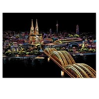 cologne cathedral scratch night view poster sticker deluxe erase black scratch world map scratch off foil layer coating painting