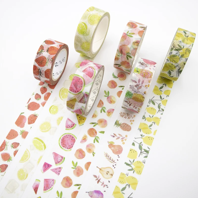 

Colorful Fruit Series Washi Tape Set Sticky Decorative Masking Paper Tape DIY Decoration Office Stationery Scrapbook 1PCS