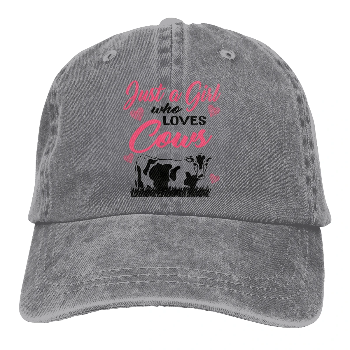 

I M Just A Girl Who Loves Cows men's woman's Retro Washed Cowboy hat Trucker Hat
