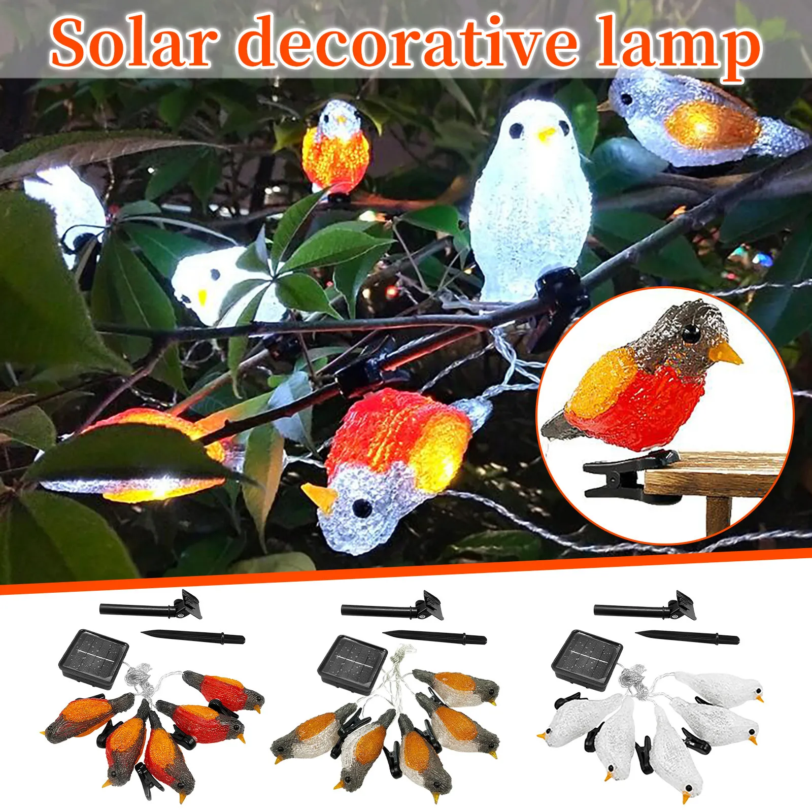 

Гирлянда с Колибри на солнечной батарее, светодиодная уличная Водонепроницаемая гирлянда с теплым белым светодиодный том для сада, двора