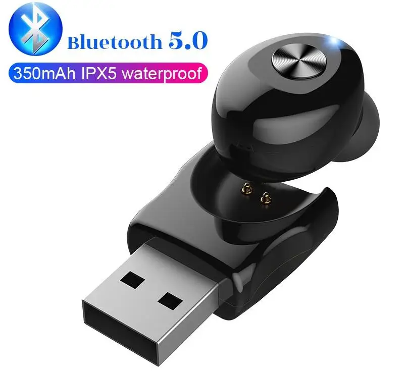 Single earphone Новейшие TWS Bluetooth наушники 5,0 стерео беспроводные наушники HiFi Звук спортивные наушники громкой связи игровая гарнитура с микрофоном для телефона - Цвет: Single earphone