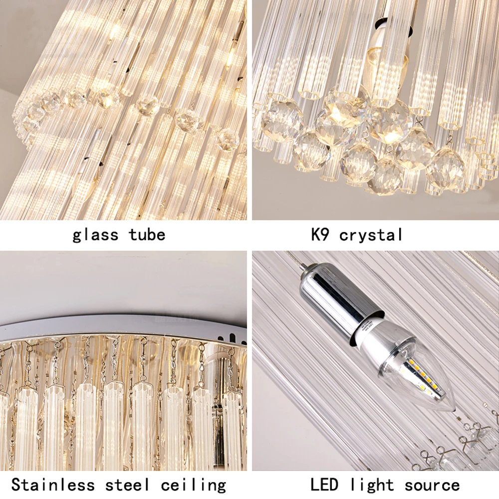 

Crystal Chandelier Lamp AC110V 220v Long Staircase Light Fixtures ,luxury Projects Lighting Multi Layers Modern LED Bulbs E14 AC
