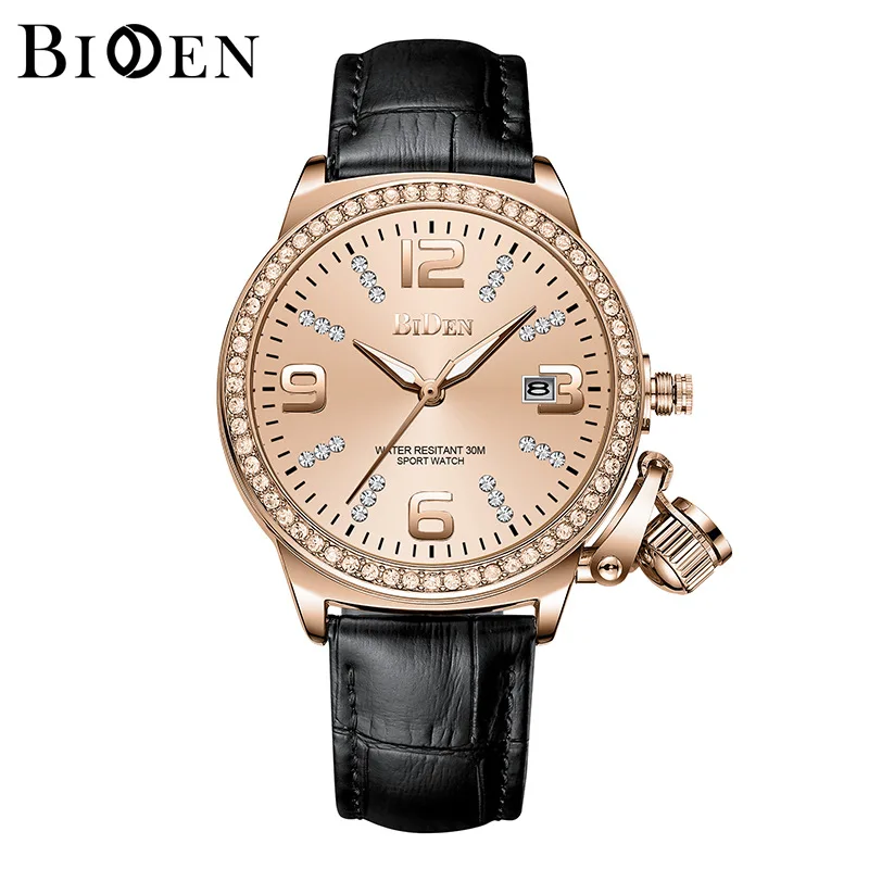 Часы наручные BIDEN женские кварцевые с кожаным ремешком деловые простые подарок