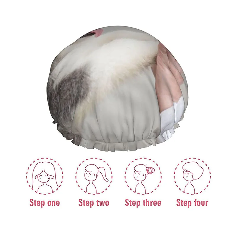 

Puppy Paw Waterproof Double-layer Shower Cap Adjustable Elastic Band Stylish Shower Cap Women's Long Thick Hair