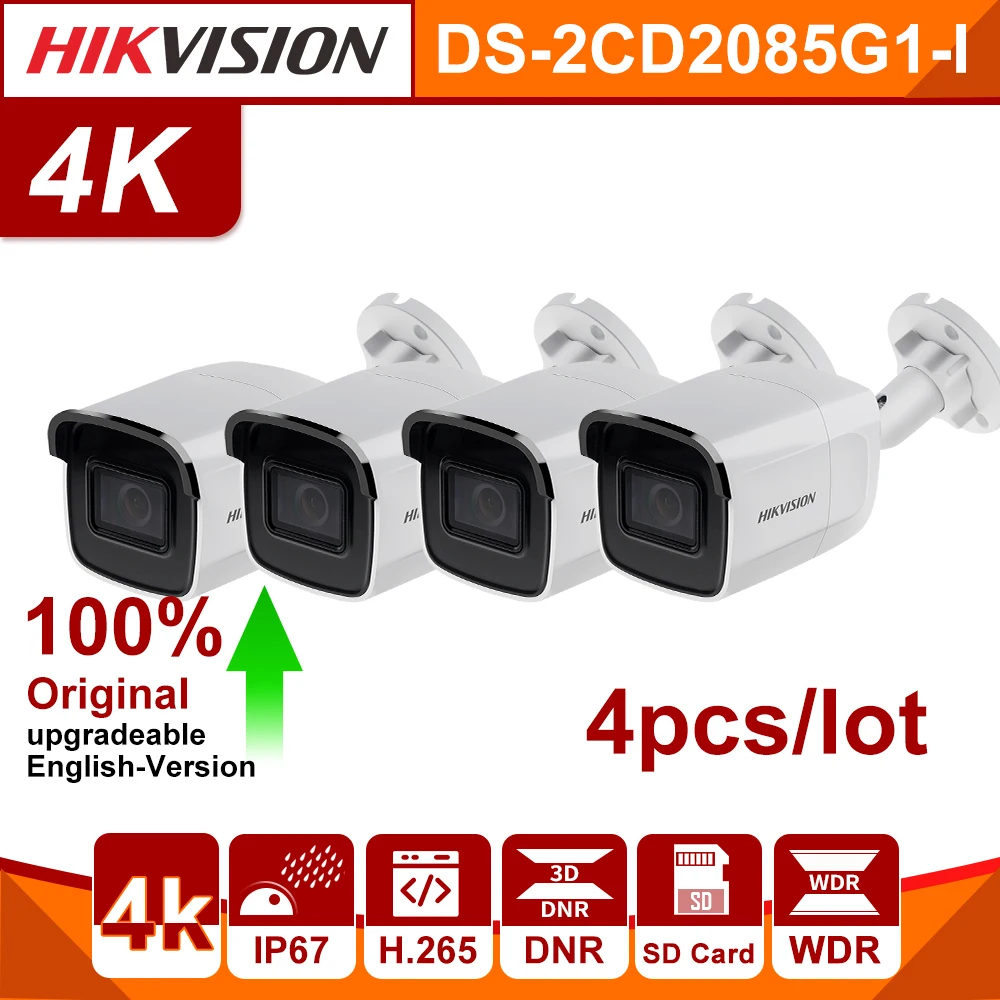 Hikvision оригинальная DS 2CD2085G1 I 8 Мп IR Bullet сетевая камера Darkfighter 30 м до 128 ГБ IP67 IK10 Poe 4