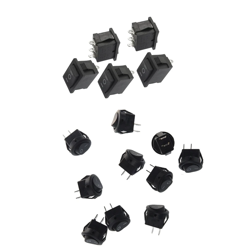 10pcsx AC 3A/250V 6A/125V ВКЛ-ВЫКЛ I/O SPST 2 кнопки Pin в круглый лодка кулисный переключатель &amp 5