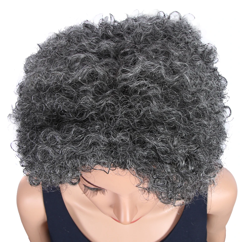 Женский парик из натуральных волос Trueme темно серый короткий бразильских Remy для
