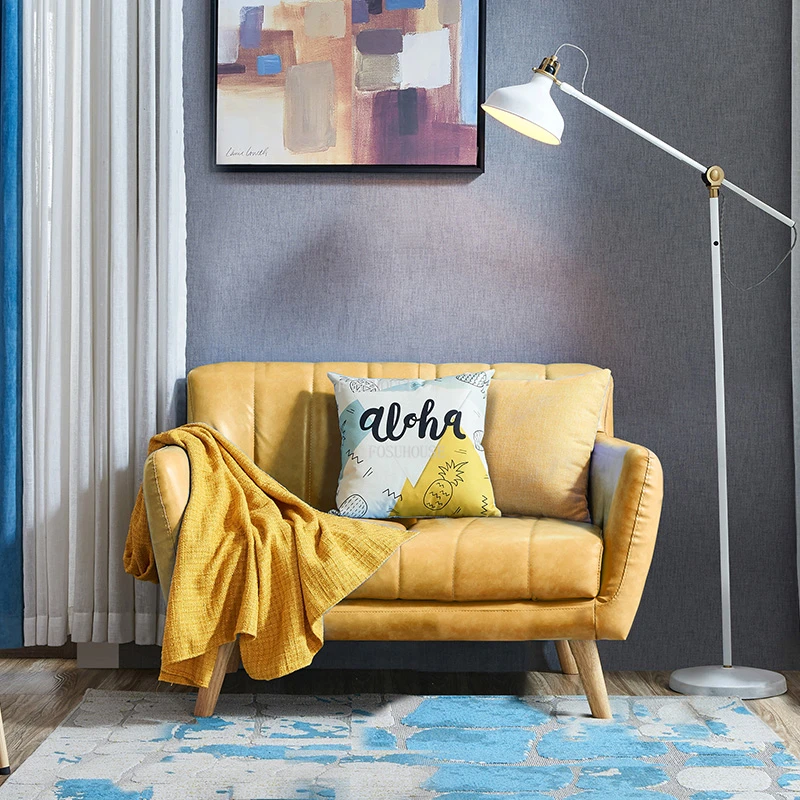 Скандинавская кожаная ткань для гостиной диваны маленькой квартиры диван отдыха